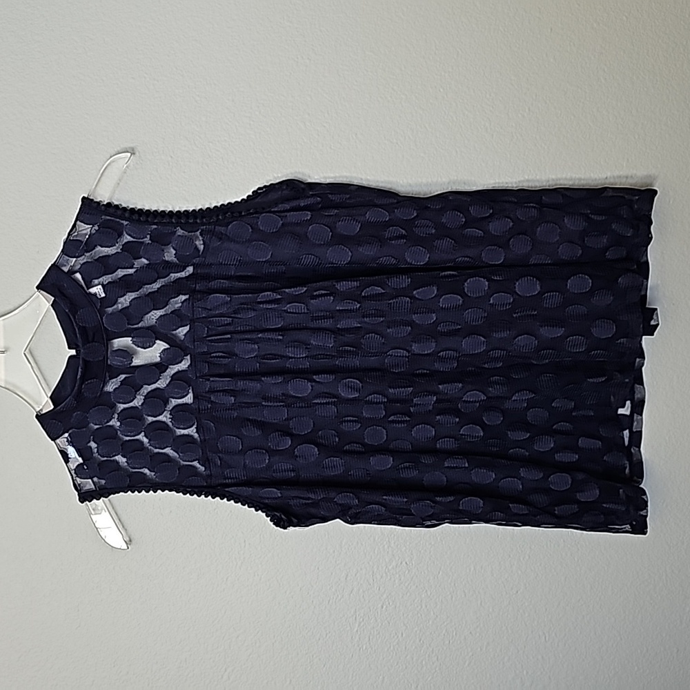 Eve & Maddie Workplace Siren Flirtysleeveless polka dot layered high neck top XL